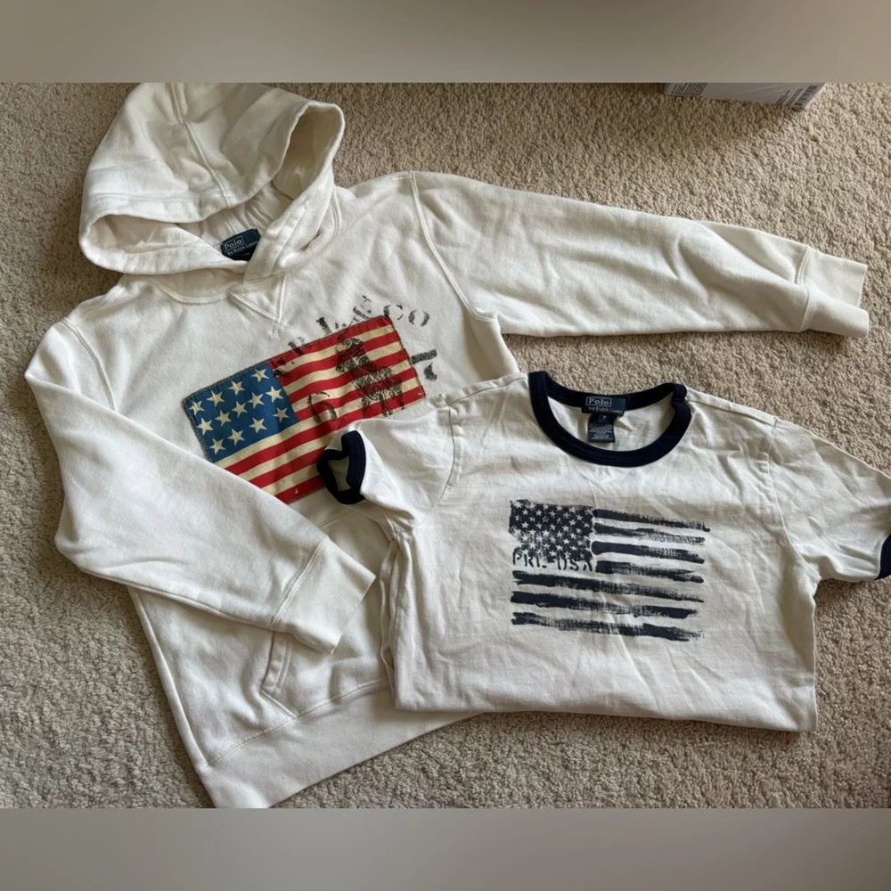 Boys Polo Ralph Lauren Flag Hoody & Tee Set 🇺🇸